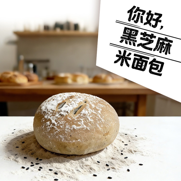 黑芝麻米面包