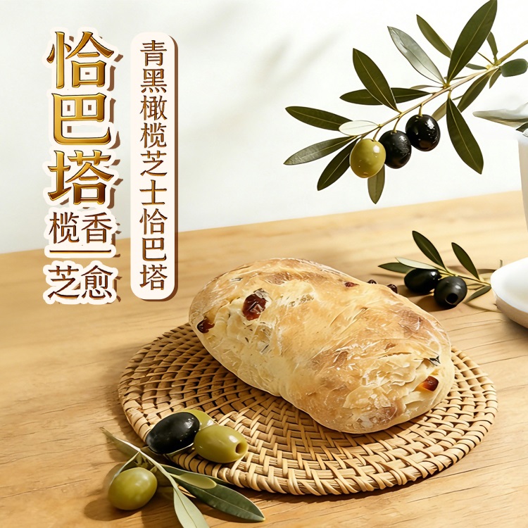 青黑橄榄芝士洽巴塔