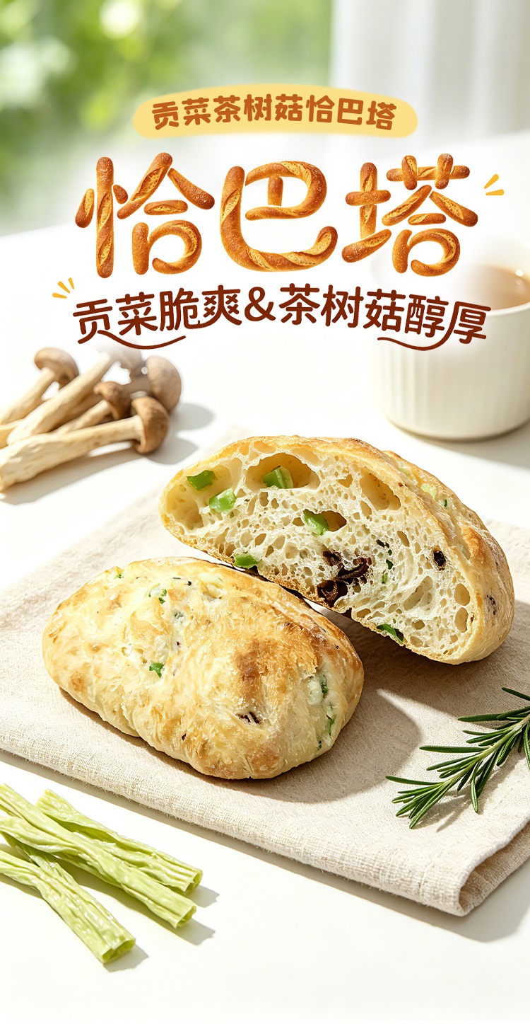 贡菜茶树菇恰巴塔