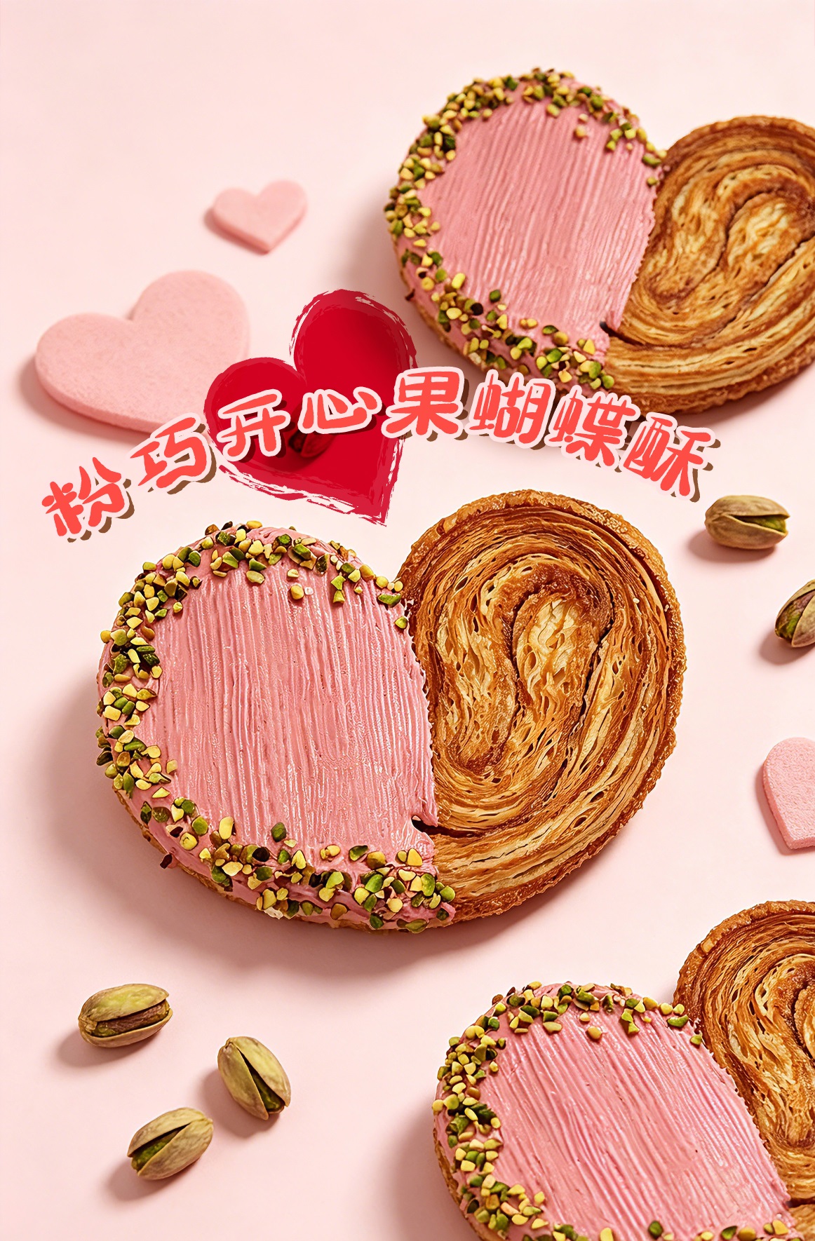 粉巧开心果蝴蝶酥